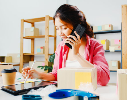 woman having a phone call